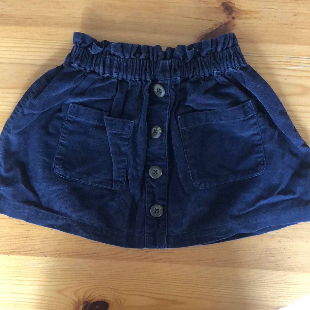 Hanna Andersson 90cm Blue Corduroy Skirt Buttons and Pockets
